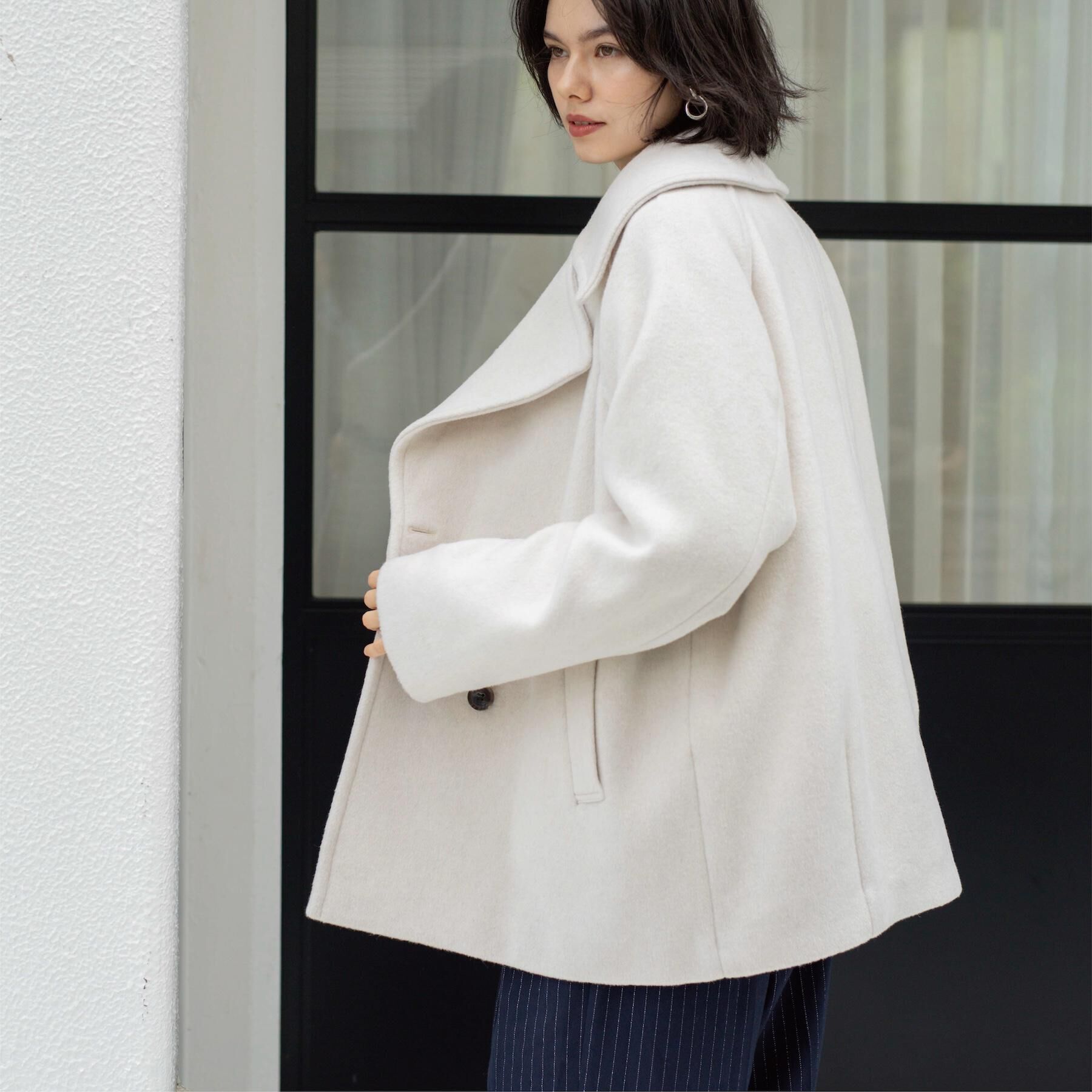 OPAQUE.CLIP「カシミヤブレンドウールミドルピーコート」|ピーコート|