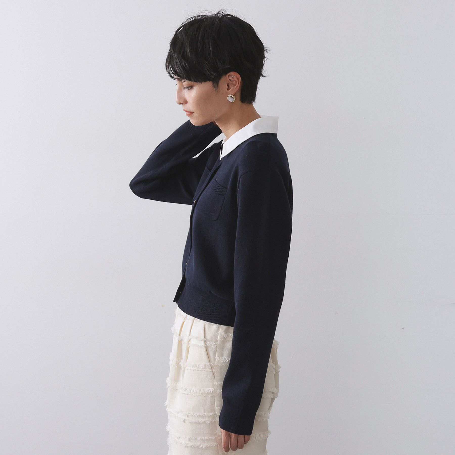 OPAQUE.CLIP「《andGIRL掲載》金ボタンニットカーディガン/衿取り外し可【洗濯機OK】」|カーディガン|