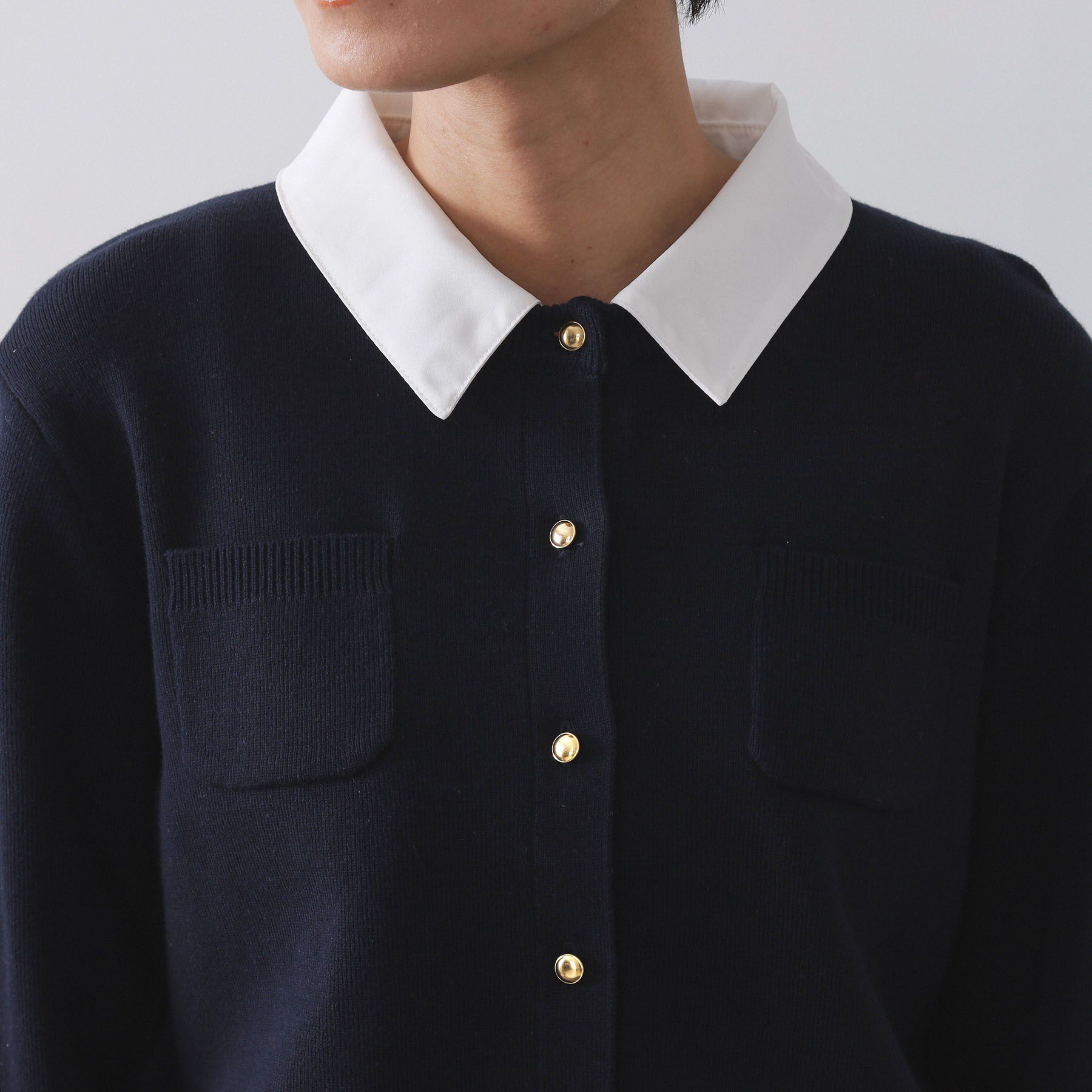 OPAQUE.CLIP「《andGIRL掲載》金ボタンニットカーディガン/衿取り外し可【洗濯機OK】」|カーディガン|