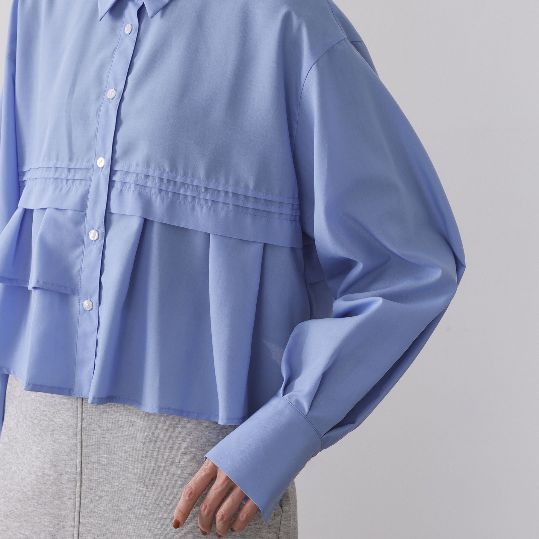 OPAQUE.CLIP「ピンタックフリルショートシャツ【洗濯機OK】」|シャツ・ブラウス|