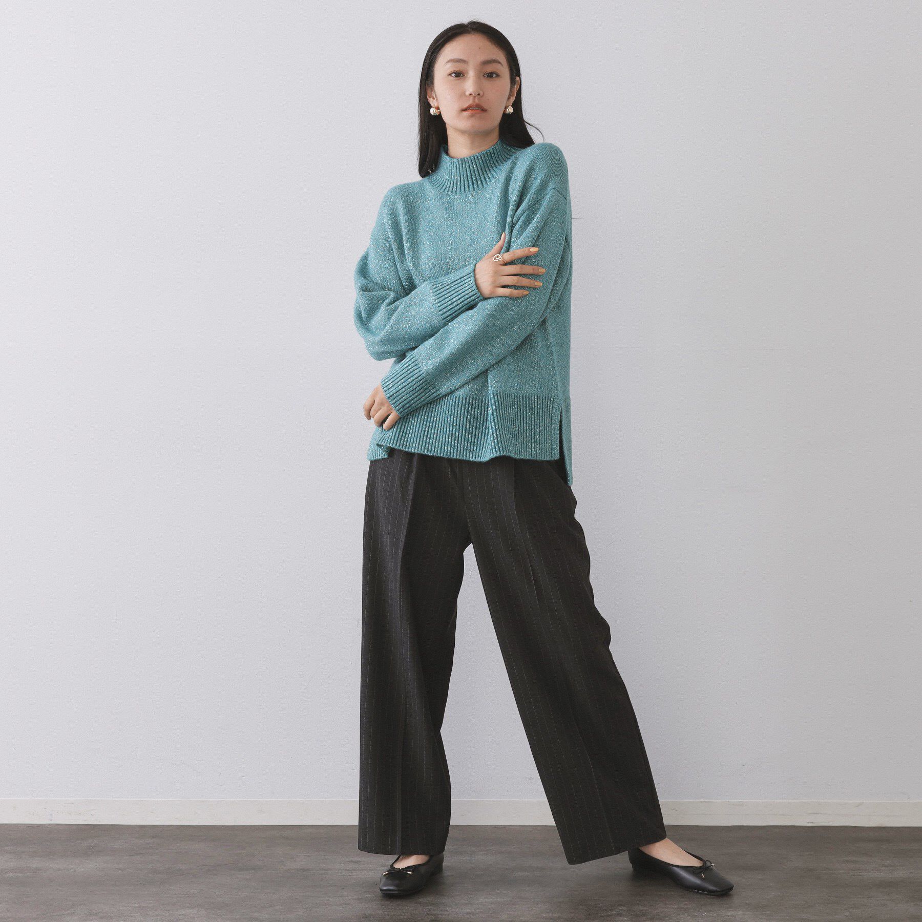 OPAQUE.CLIP「ラメスパンコールハイネックニット/セットアップ対応可【洗濯機OK】」|ニット・セーター|