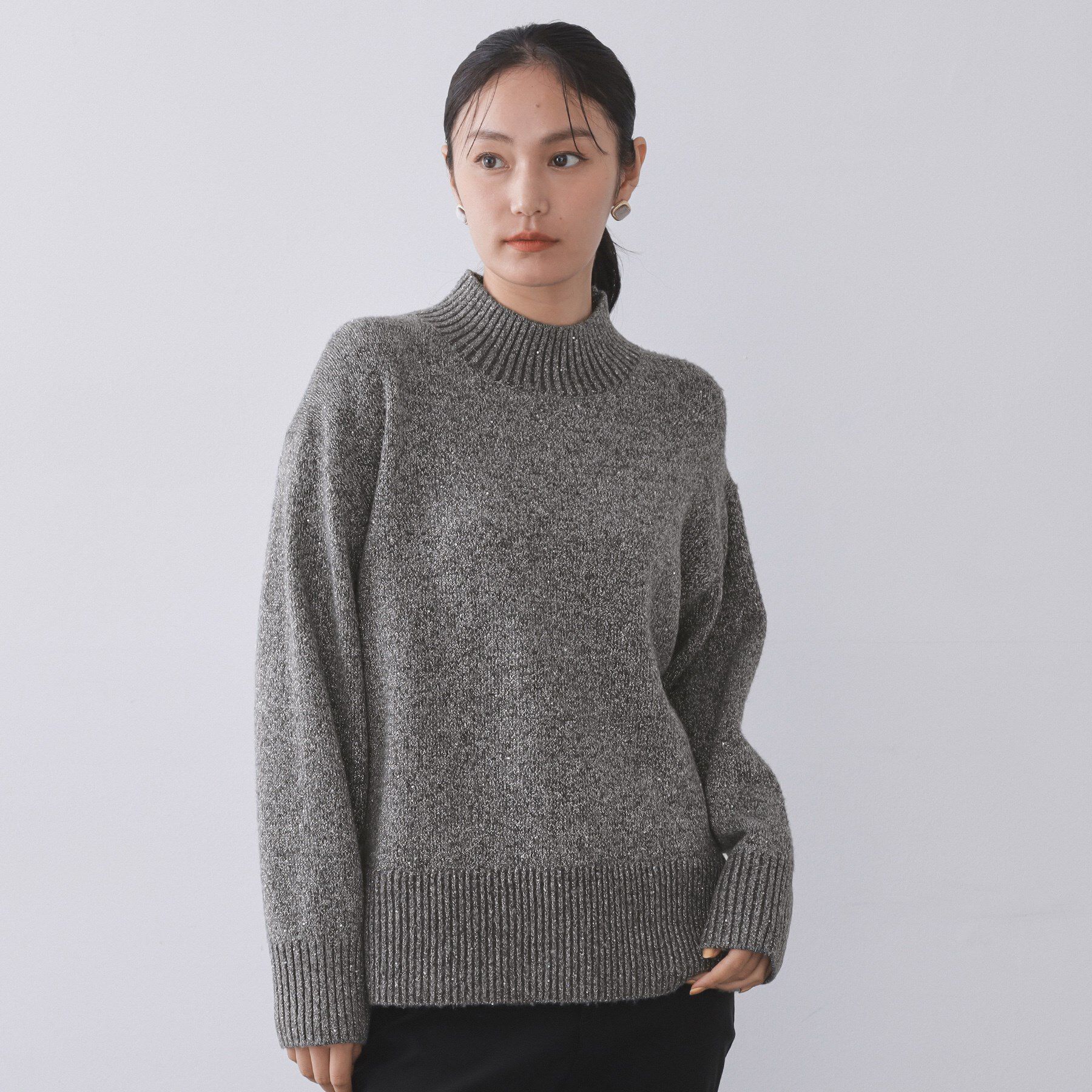 OPAQUE.CLIP「ラメスパンコールハイネックニット/セットアップ対応可【洗濯機OK】」|ニット・セーター|