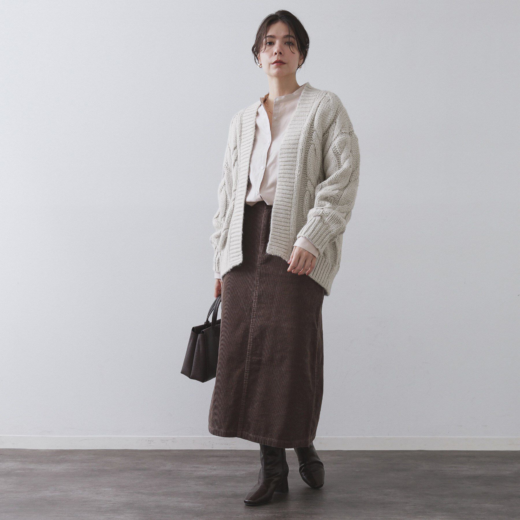 OPAQUE.CLIP「ケーブルローゲージニットカーディガン【洗濯機OK】」|カーディガン|