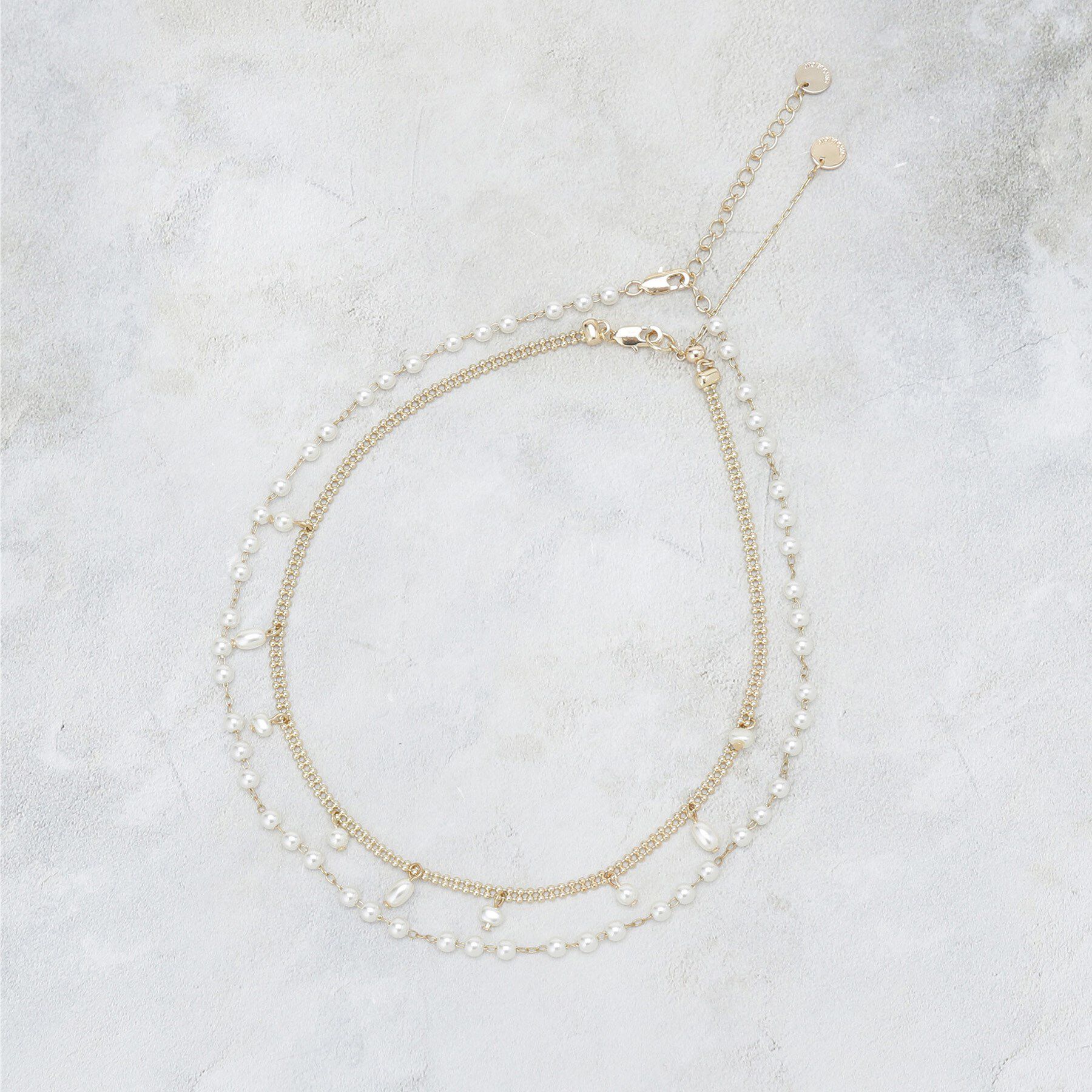 OPAQUE.CLIP「【2SET】2連フェイクパールチェーンネックレス」|ネックレス|ゴールド(007)