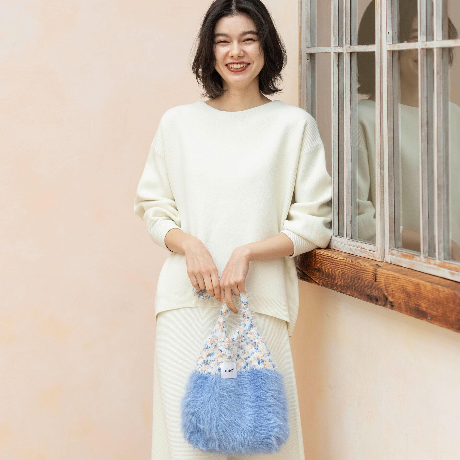 OPAQUE.CLIP「フェザーヤーンマルチカラーニットバッグ」|トートバッグ|