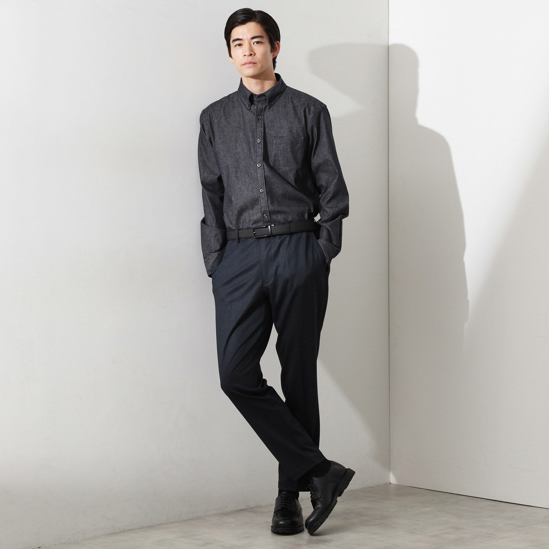 THE SHOP TK「エバーデニムシャツ【色落ちしにくい/洗濯機OK】」|シャツ・ブラウス|