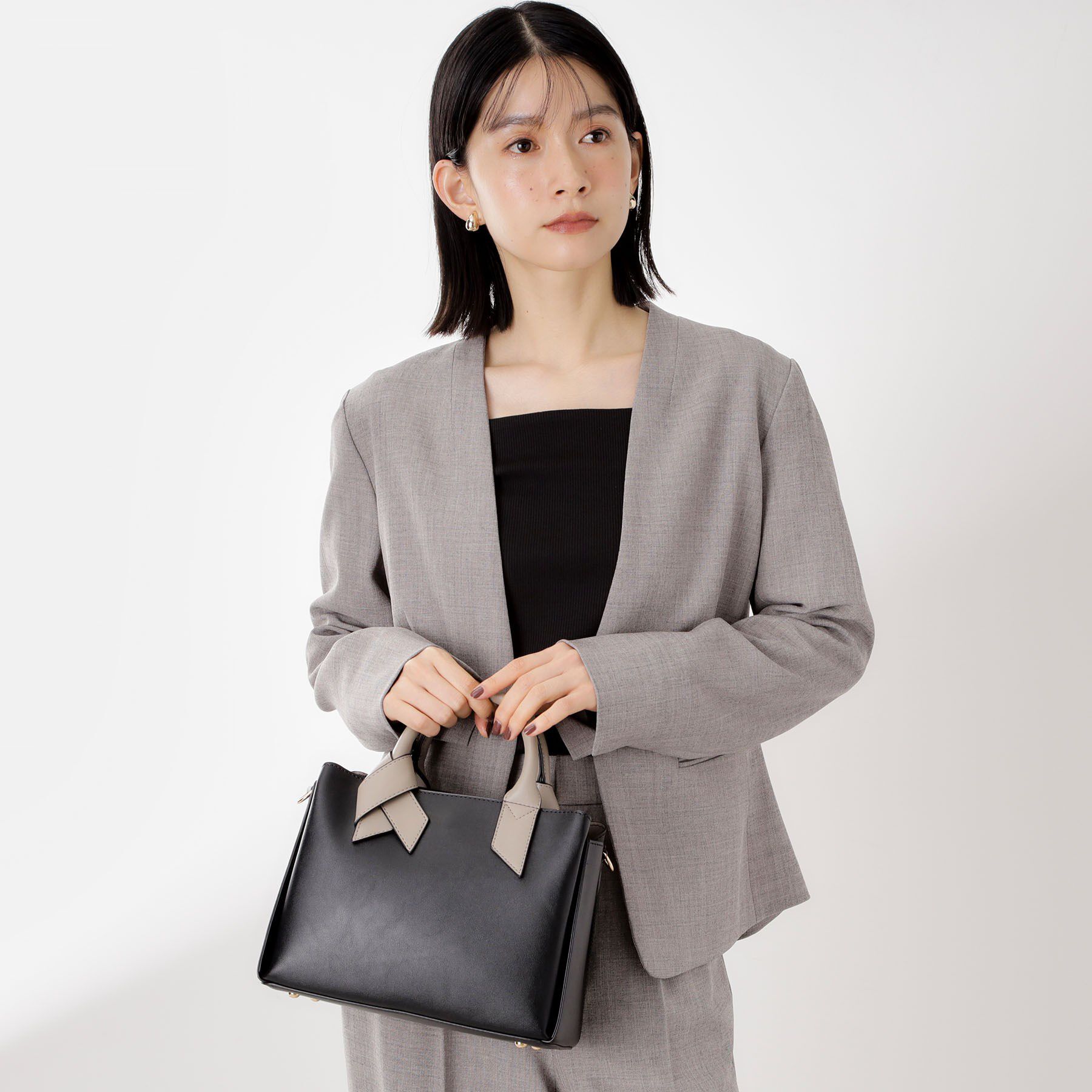 THE SHOP TK「バイカラー合皮ショルダーバッグ」|ショルダー・メッセンジャー|ブラック(019)