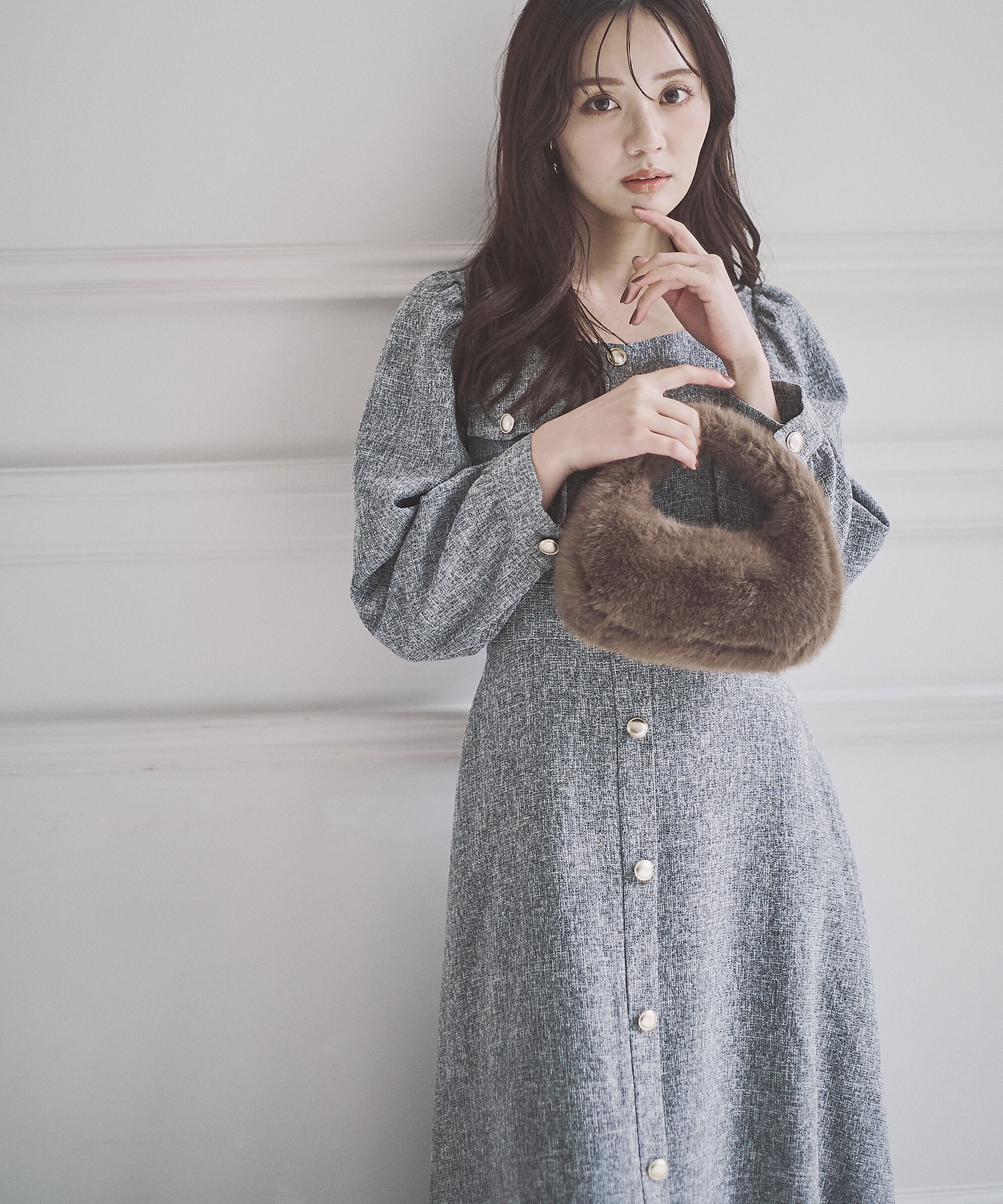 PROPORTION BODY DRESSING「フロント釦ツイードワンピース 25AW」|ワンピース|