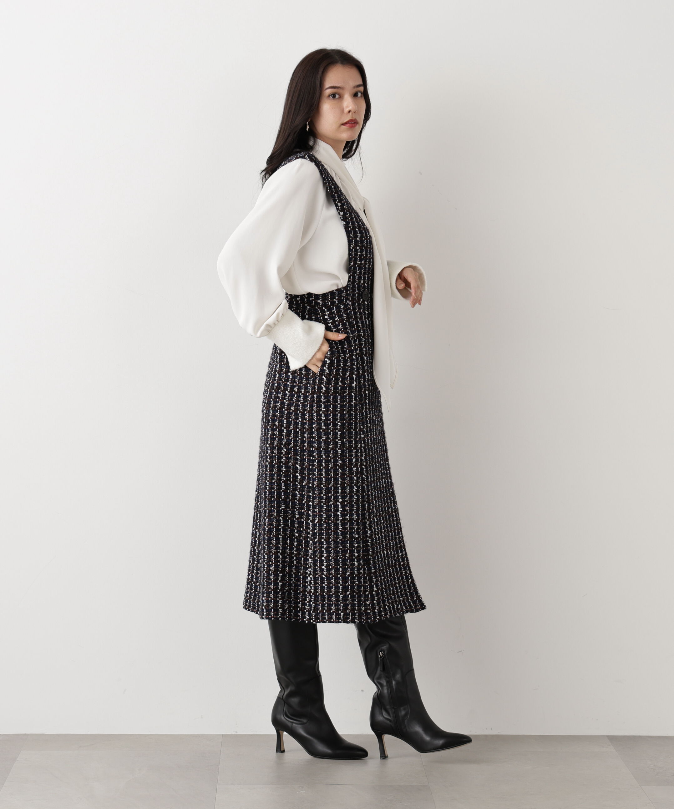  「◆ループツイードジャンバースカート」|ワンピース|