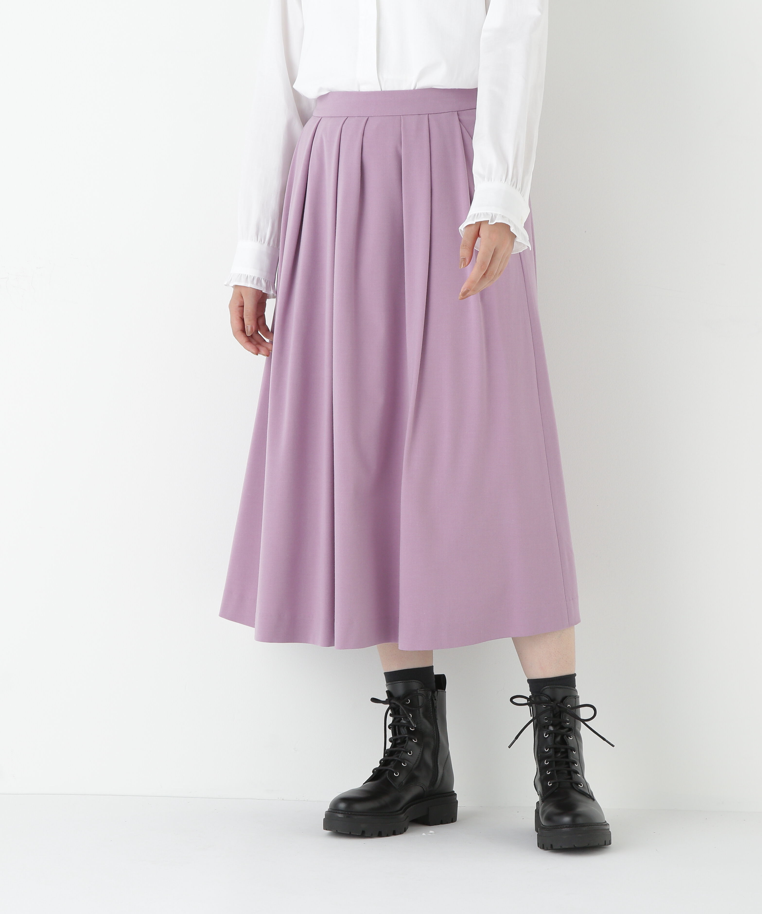  「◆ランダムタックフレアースカート」|スカート|ラベンダー