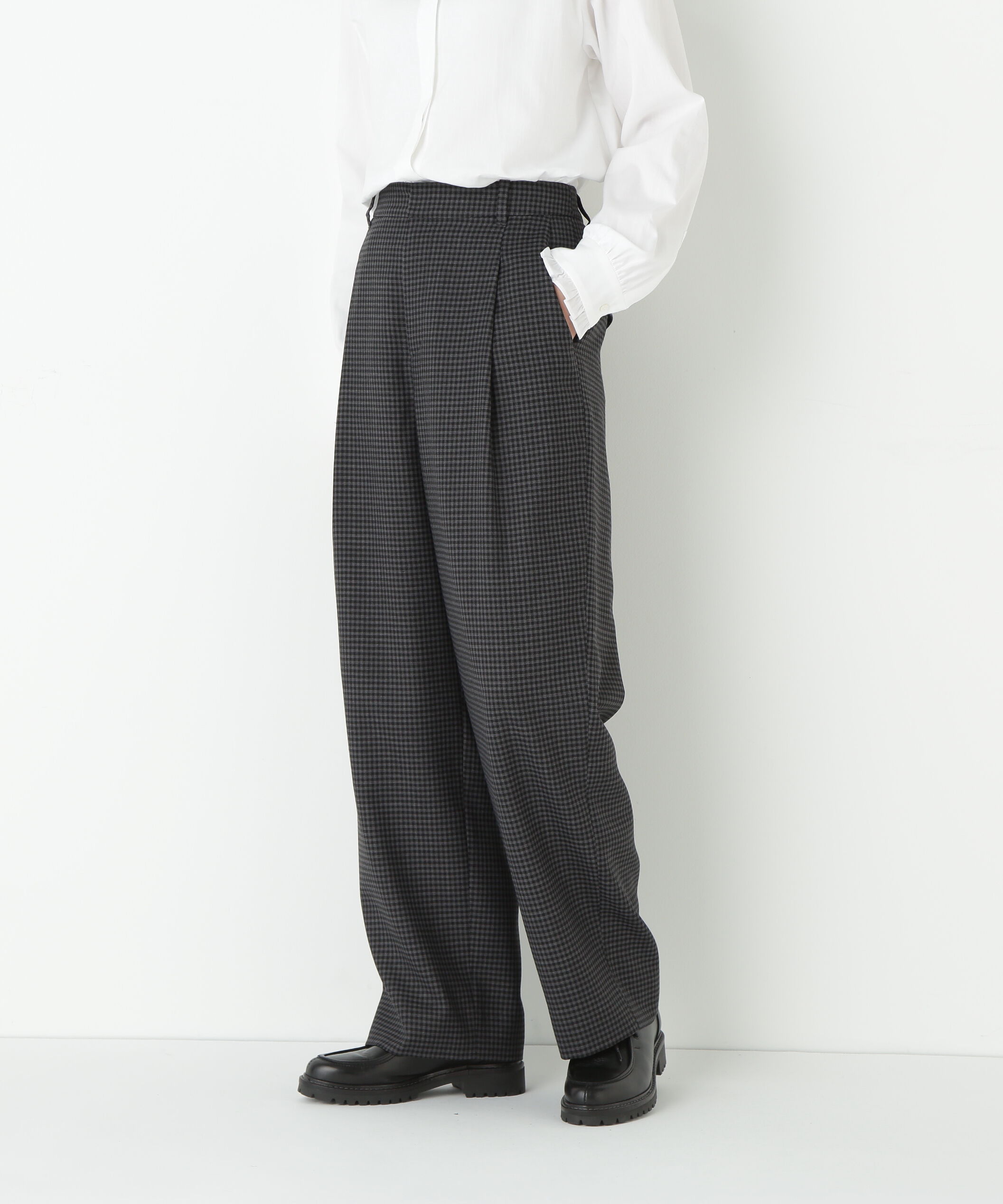  「◆先染めチェックタックセミワイドパンツ」|その他|グレーギンガ 3