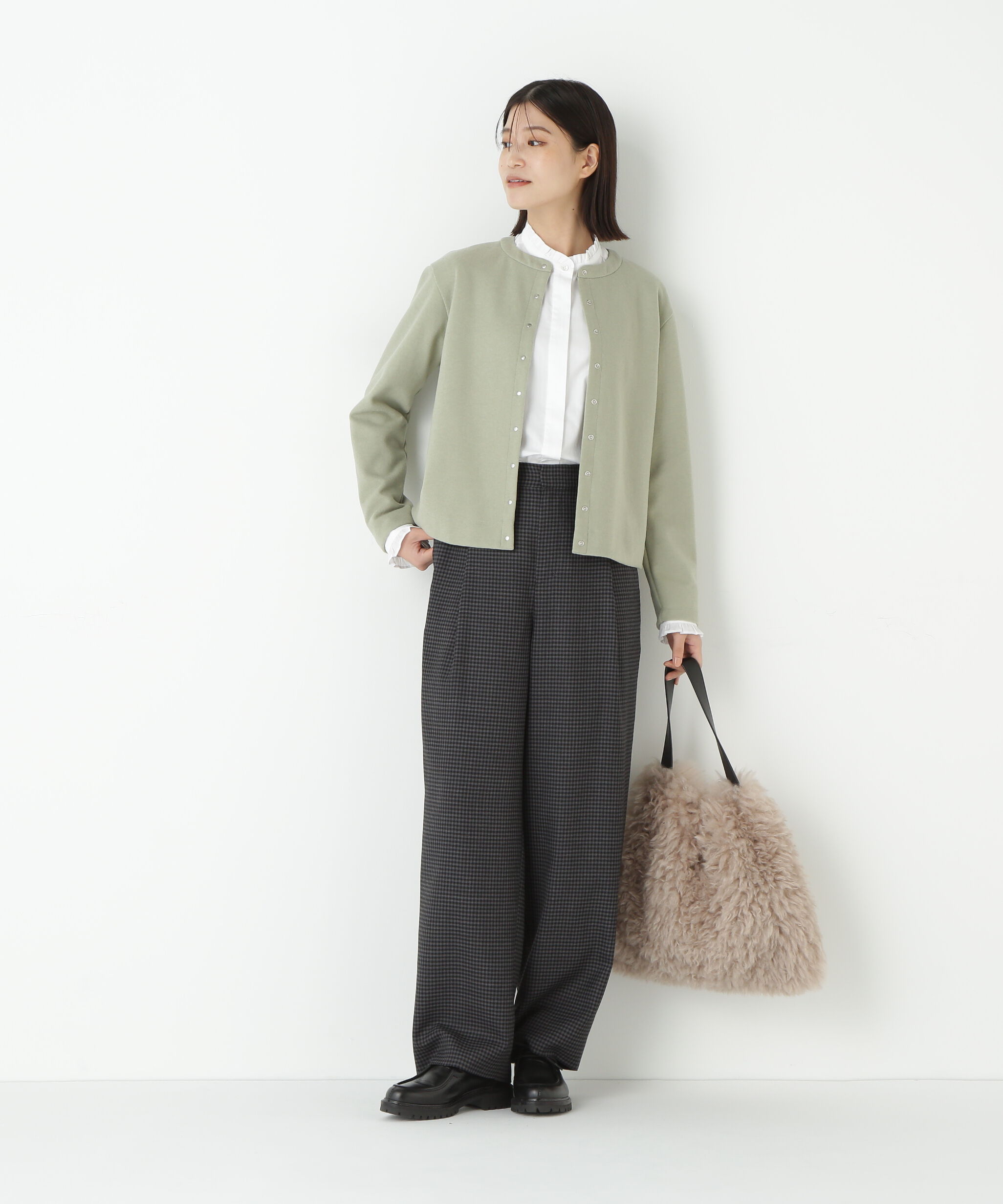  「◆先染めチェックタックセミワイドパンツ」|その他|