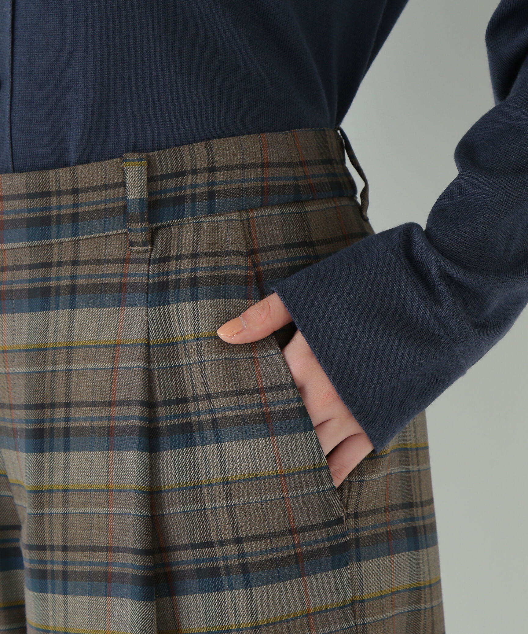  「◆先染めチェックタックセミワイドパンツ」|その他|