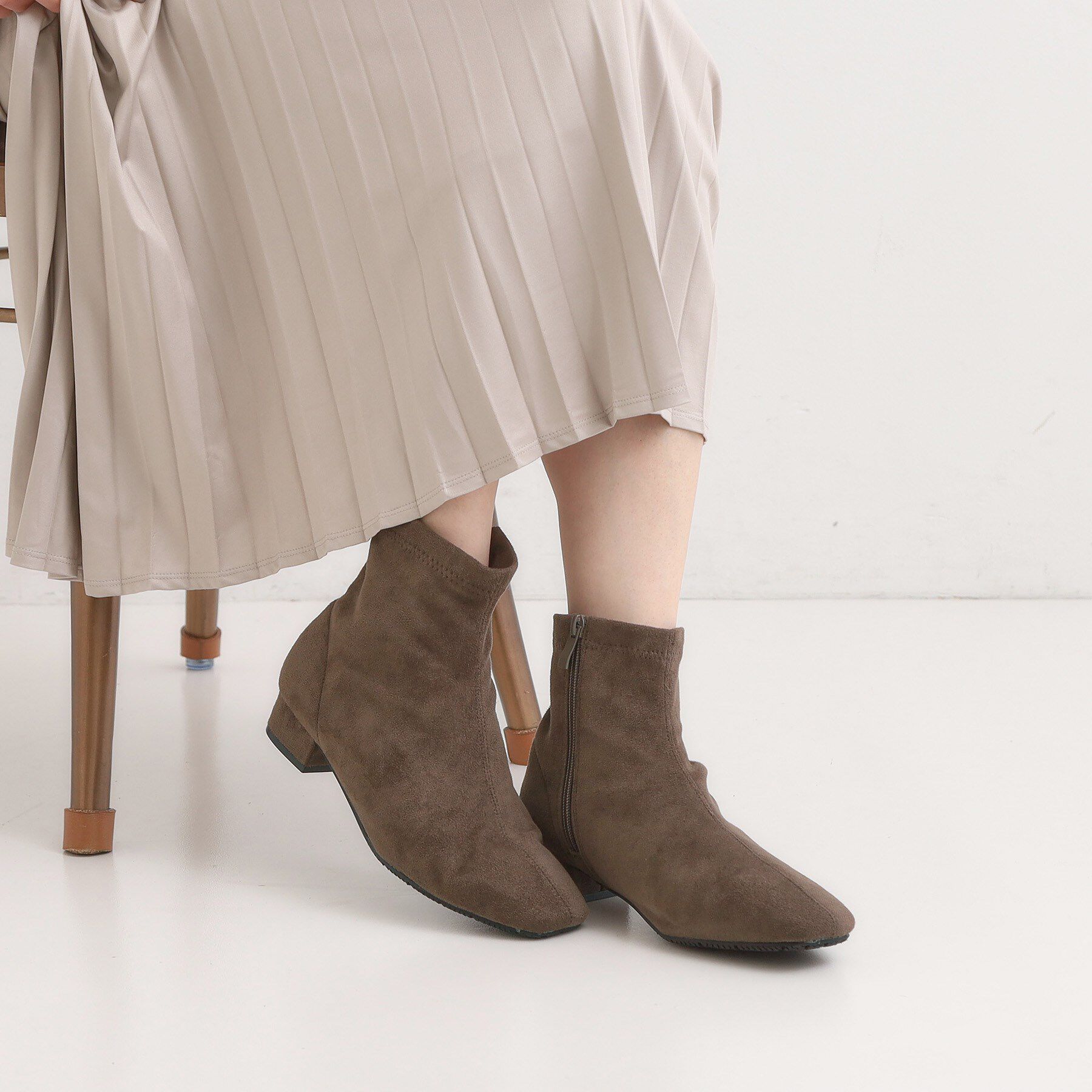 SHOO･LA･RUE「ストレッチローヒール」|ショートブーツ|