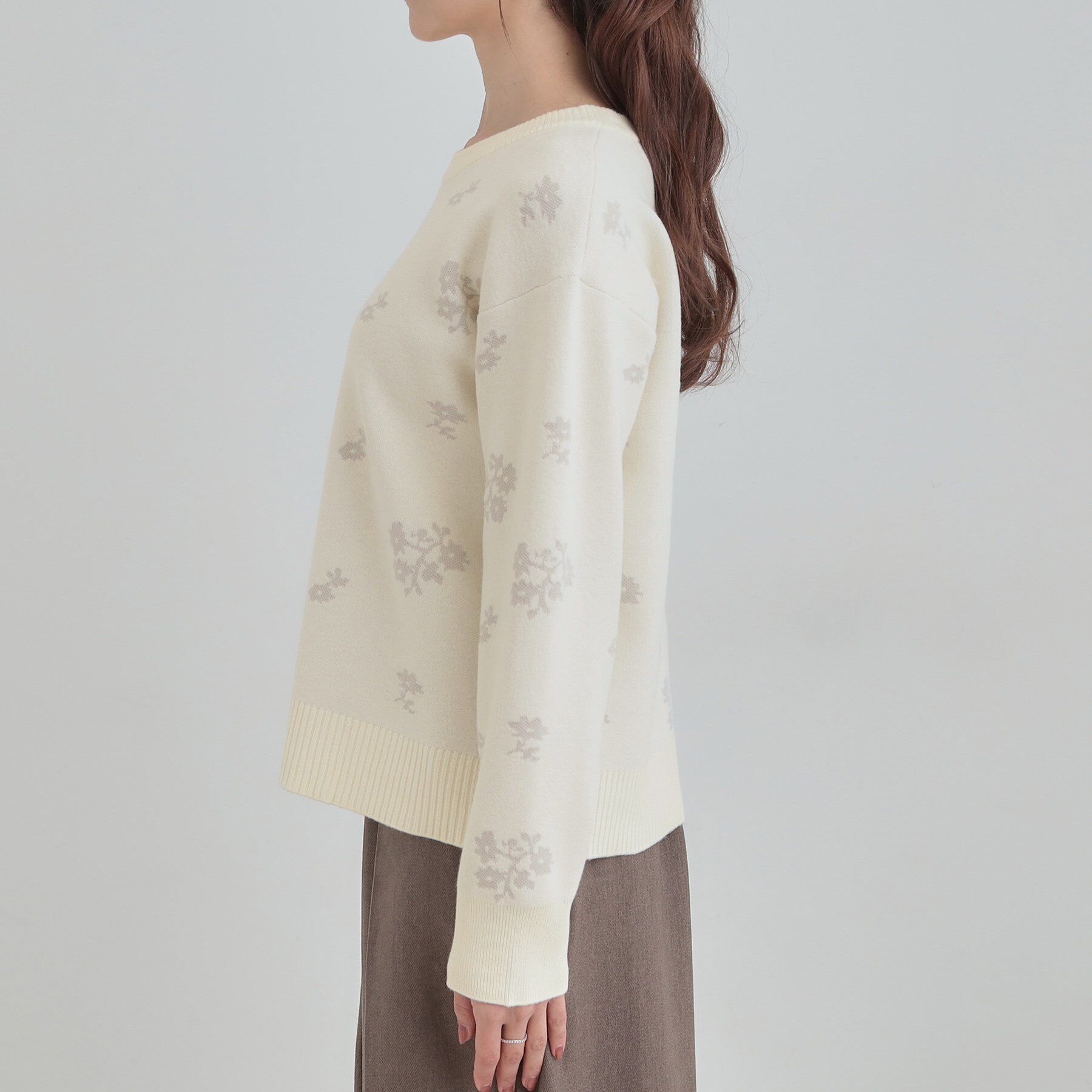 SHOO･LA･RUE「【S-LL】大人上品な レトロフラワーニット」|ニット・セーター|