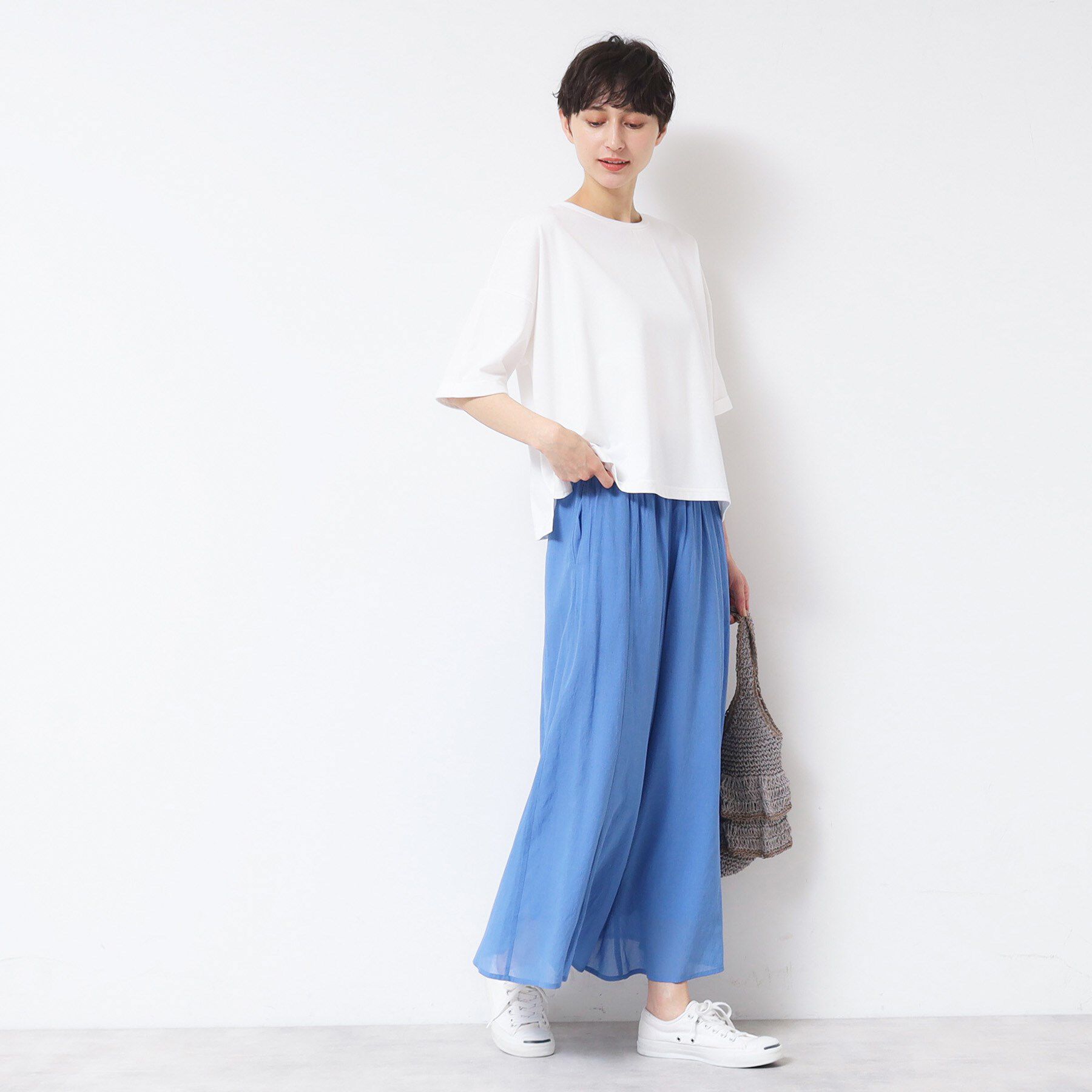 Dessin「【二の腕カバー/接触冷感/UV】ロールアップスリーブTシャツ（XS～L）」|Tシャツ・カットソー|