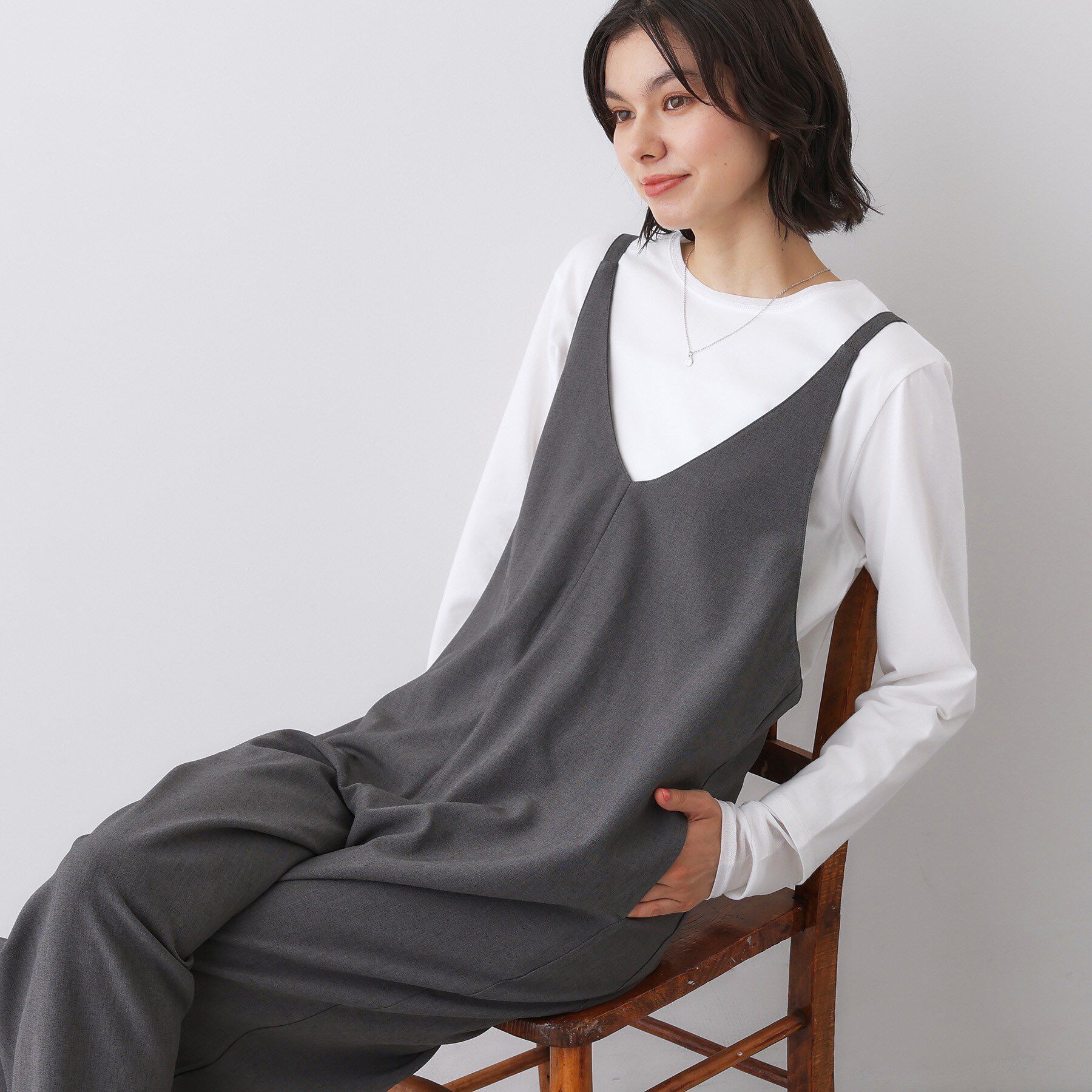 Dessin「【洗える】ストレッチオールインワン」|オールインワン|チャコールグレー(0