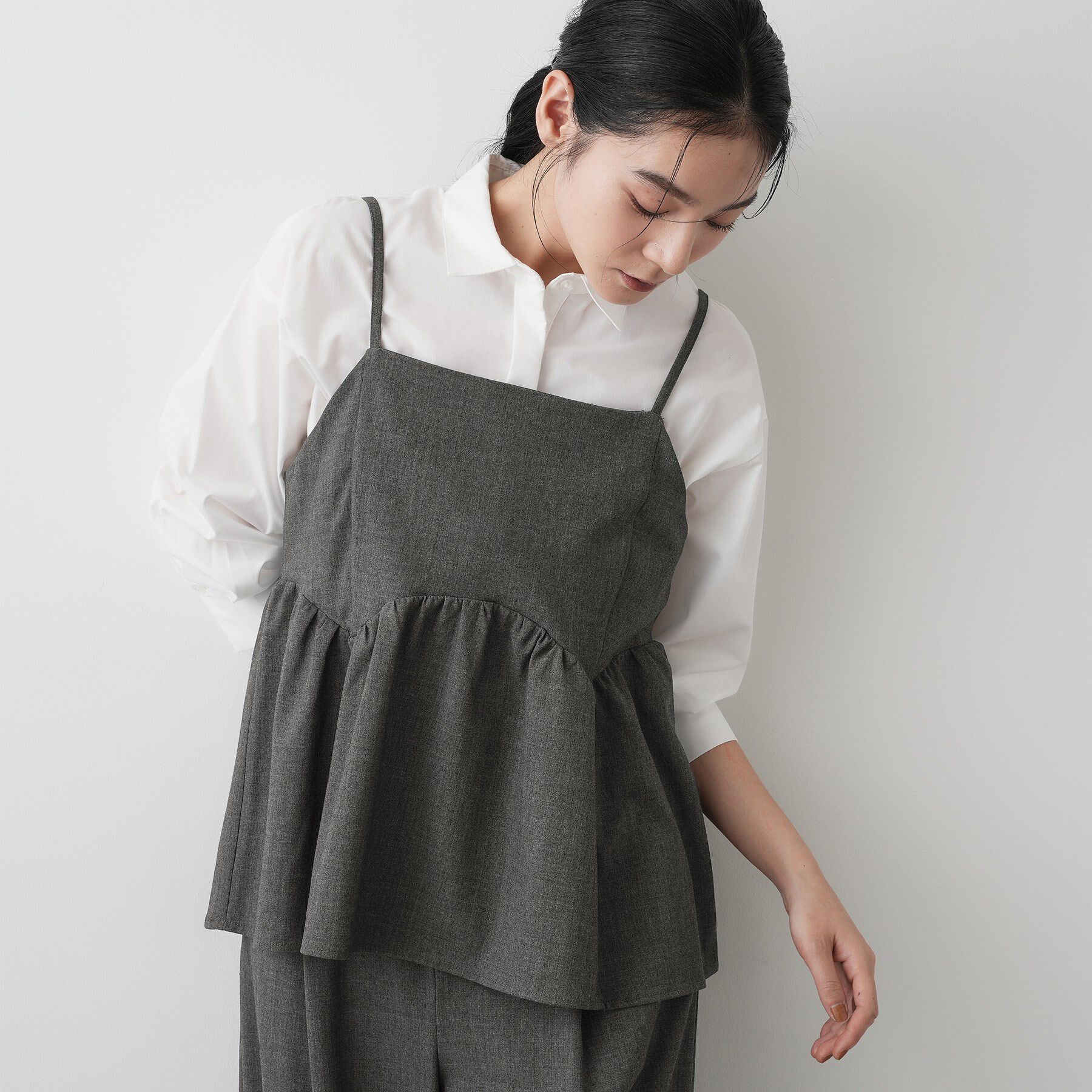 Dessin「【セットアップ可・洗える】ギャザーレイヤードキャミソール」|キャミソール|チャコールグレー(0