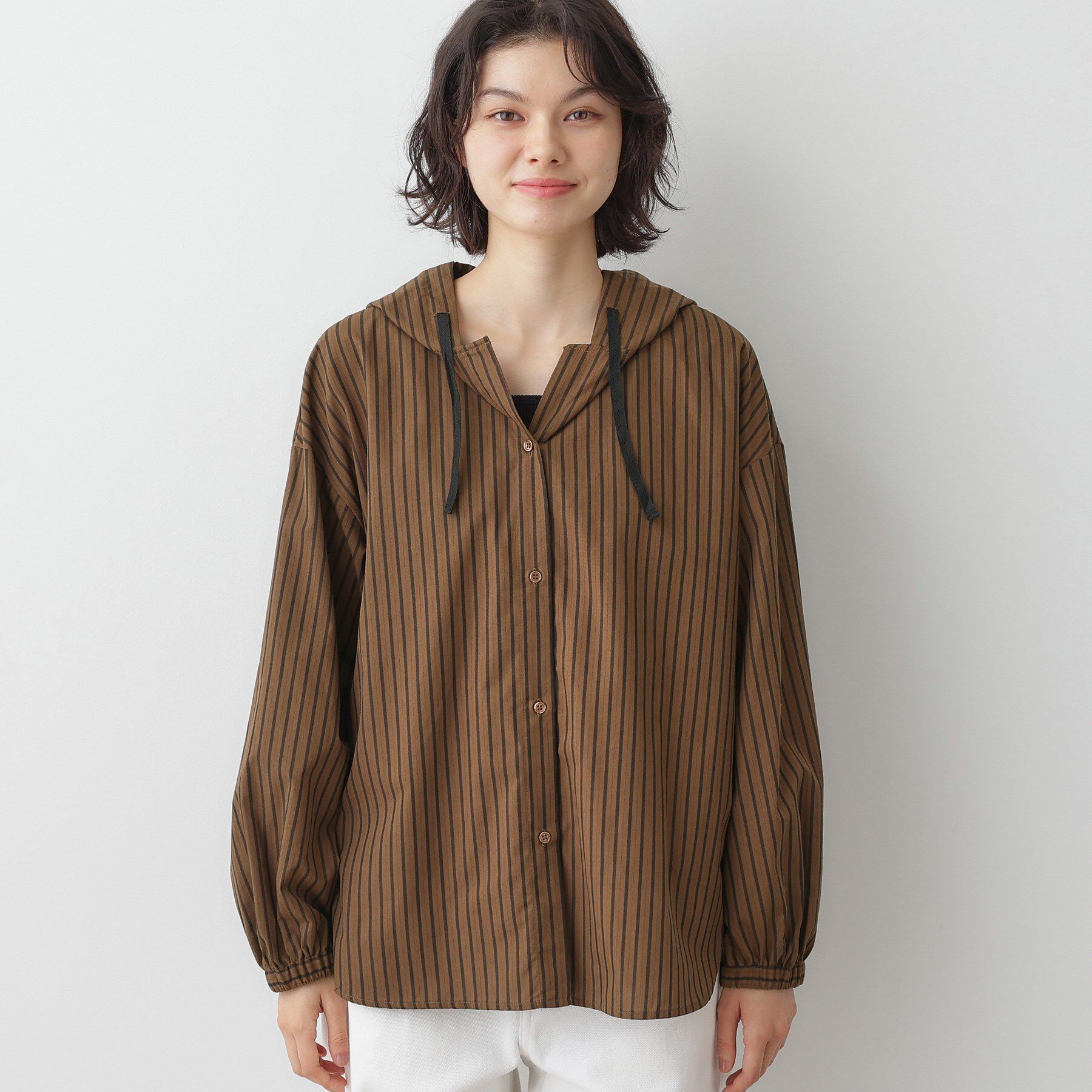 Dessin「【洗える】ストライプフードブラウス」|シャツ・ブラウス|