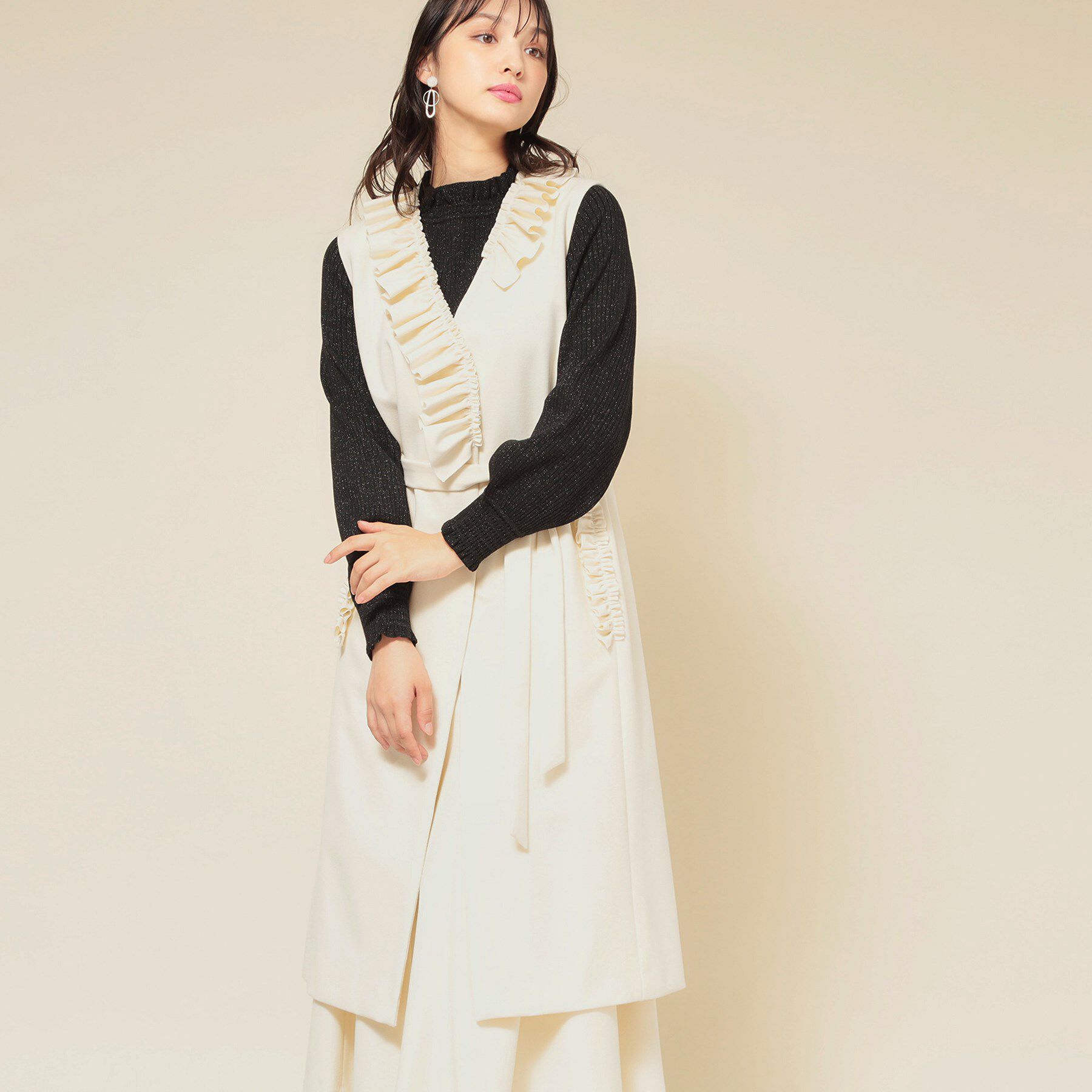 SunaUna「【COLLECTION LINE】フリルスリーブレスジレ」|ベスト・ジレ|