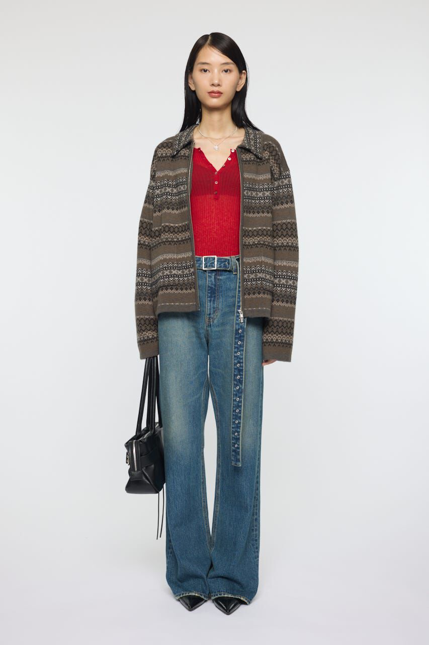 MOUSSY「FAIR ISLE KNIT ジャケット」|カーディガン|