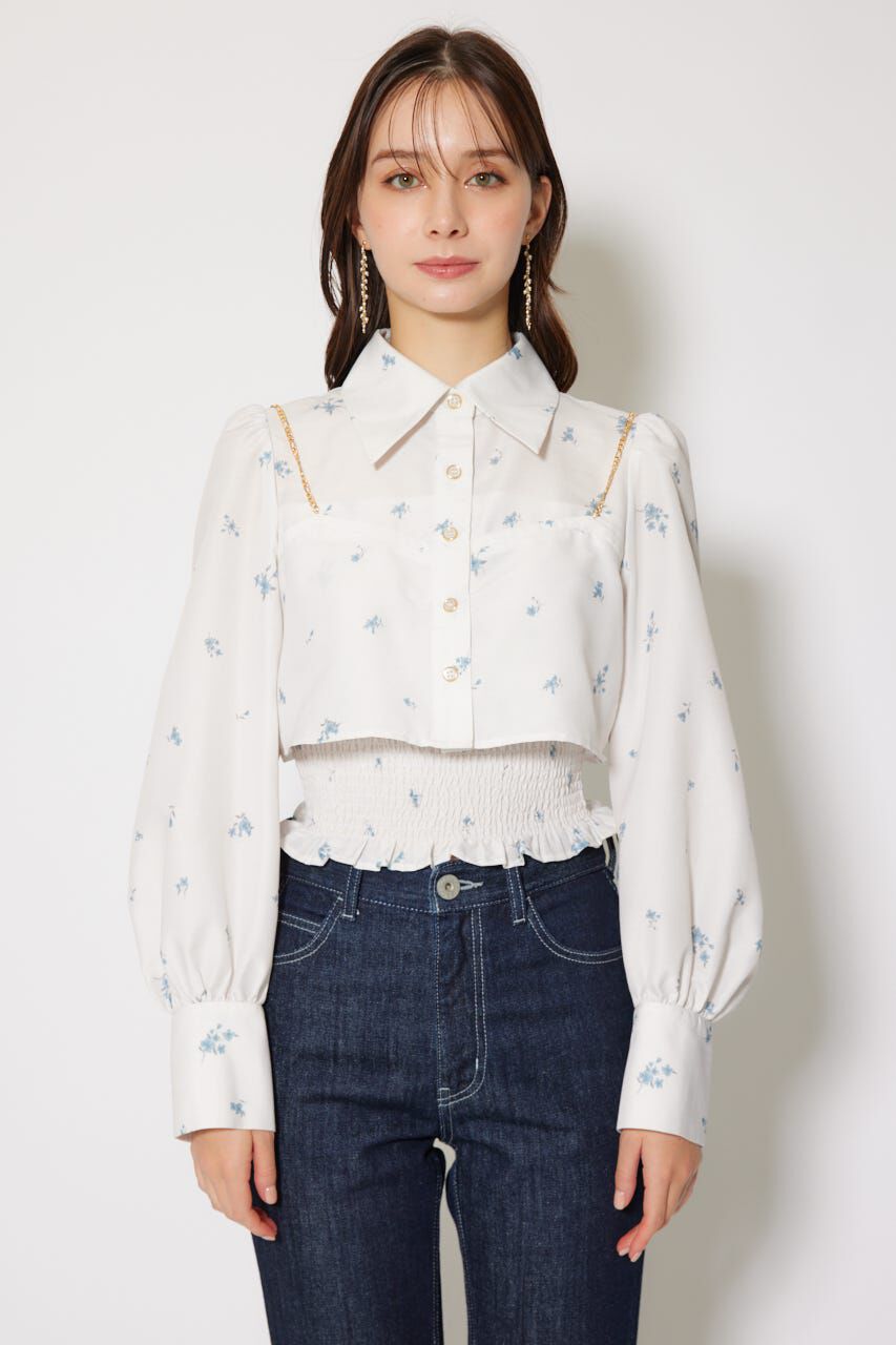 rienda「チェーンデザインシャーリングブラウス」|シャツ・ブラウス|