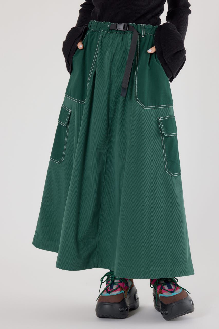 RODEO CROWNS「テープベルト異素材切替カーゴスカート」|スカート|
