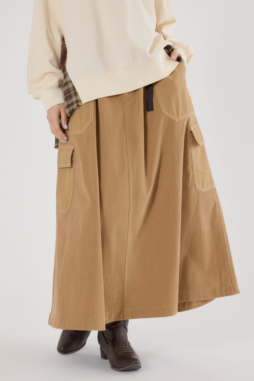 RODEO CROWNS「テープベルト異素材切替カーゴスカート」|スカート|BEG