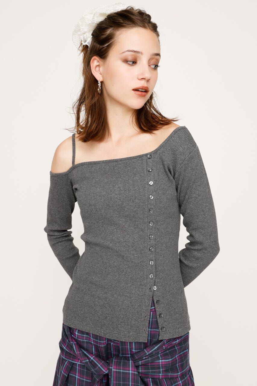 SLY「ASYMMETRY BUTTON トップス」|Tシャツ・カットソー|T.GRY