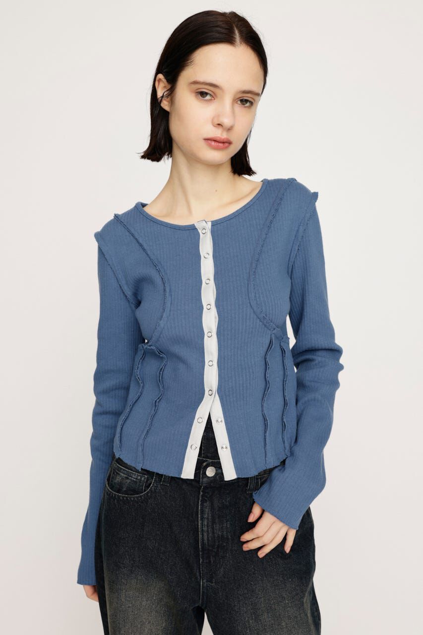 SLY「FRONT BUTTON CUT RIB トップス」|Tシャツ・カットソー|BLU