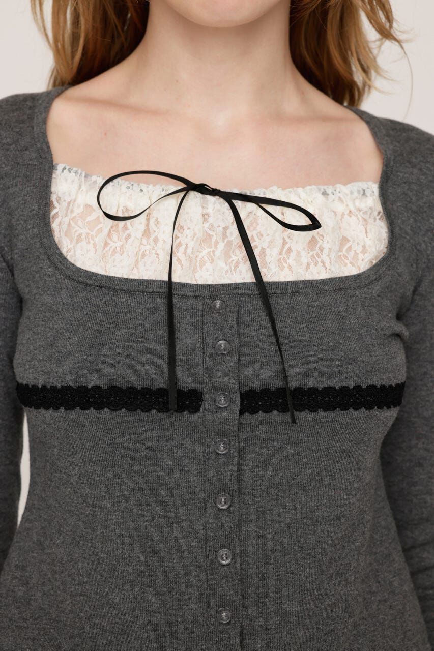 SLY「LACE DOCKING KNIT トップス」|ニット・セーター|