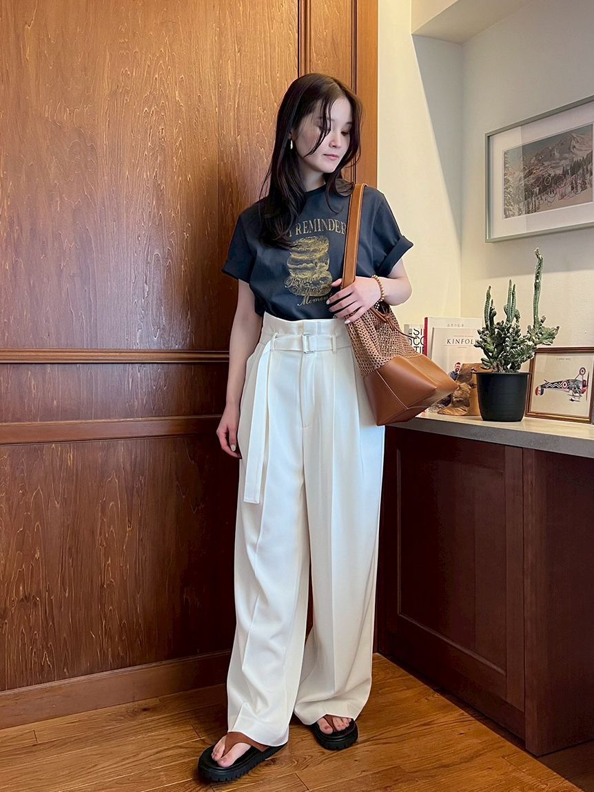 Mila Owen「【UV加工】ドライタッチペーパーバッグパンツ」|チノ|