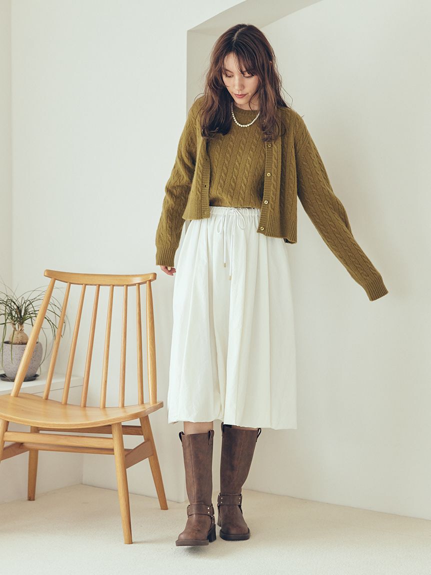 Mila Owen「【セットアップ対応】カシミヤタッチケーブルニットカーディガン」|カーディガン|