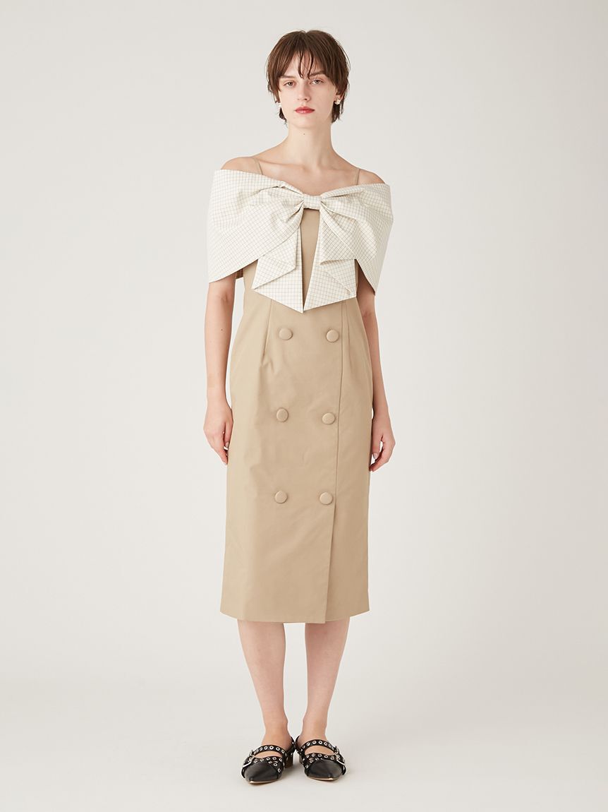 FURFUR「ビッグリボンオフショルワンピース」|ワンピース|BEG