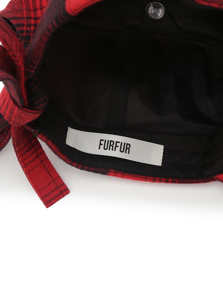 FURFUR「バックリボンチェック柄キャップ」|キャップ・キャスケット|