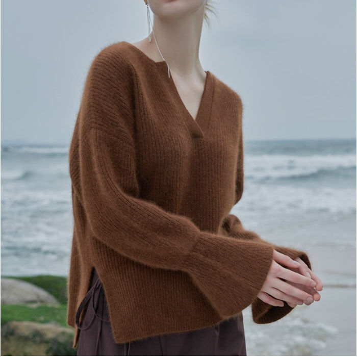 BACKYARD FAMILY「MIND マインド ラクーン シルクニット 通販 セーター キーネックニット 重ね着 レイヤード」|ニット・セーター|