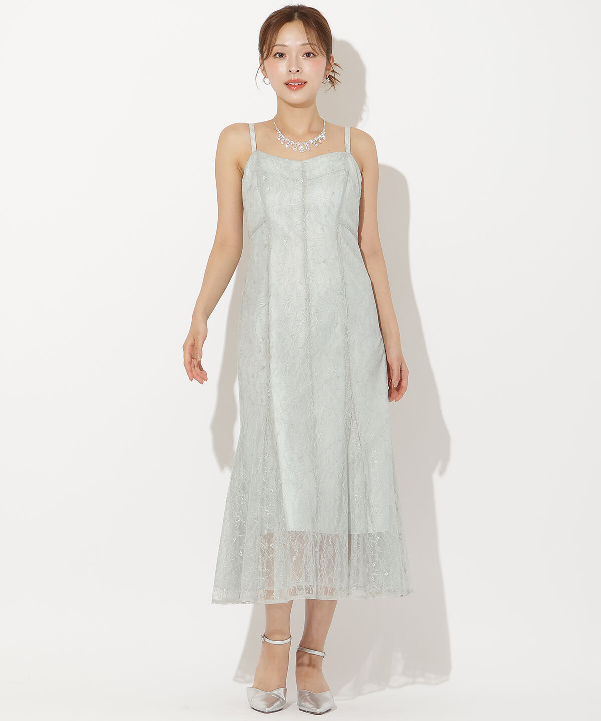 アンドクチュール「チュールフリルブラウス+レースキャミドレス」|ドレス|