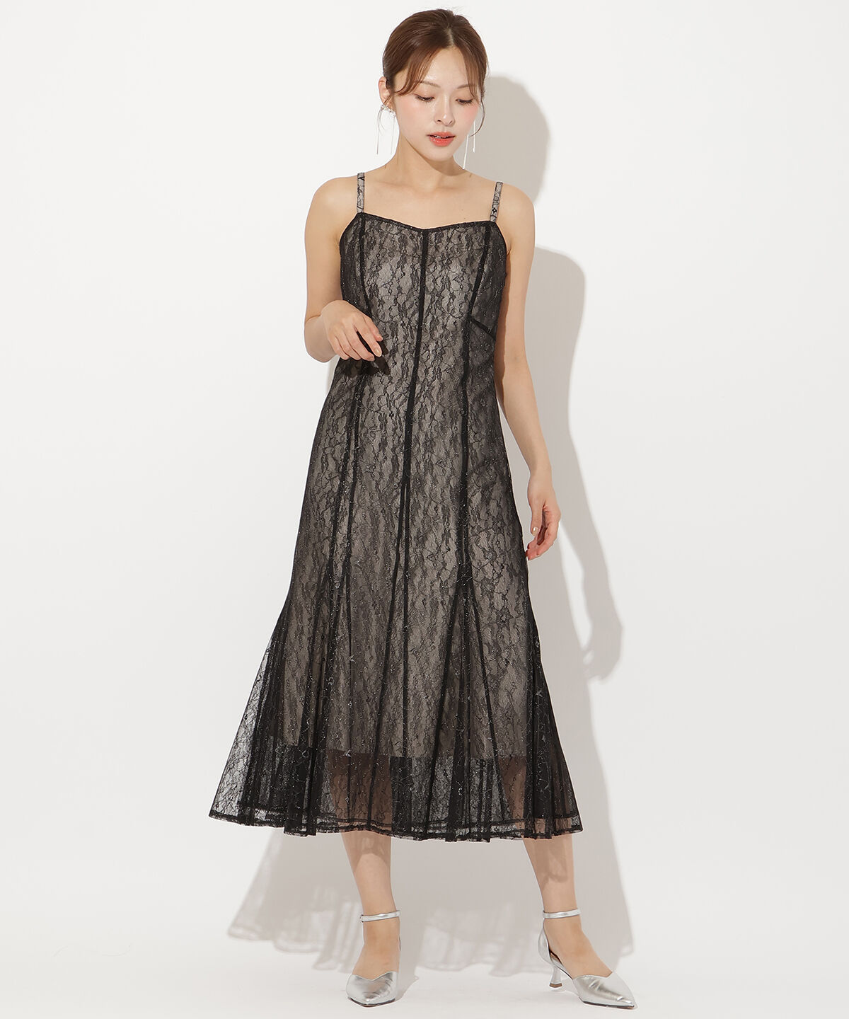 アンドクチュール「チュールフリルブラウス+レースキャミドレス」|ドレス|