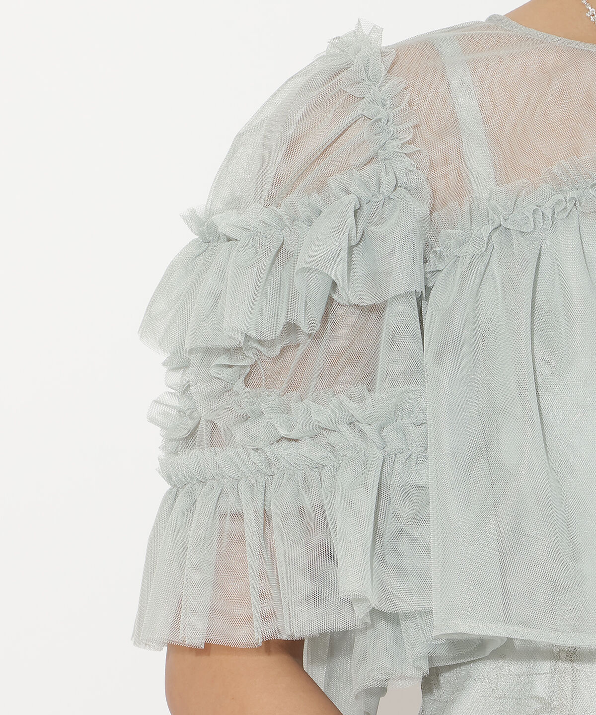 アンドクチュール「チュールフリルブラウス+レースキャミドレス」|ドレス|