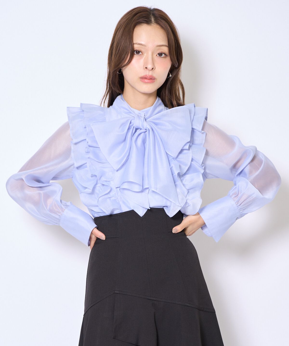 アンドクチュール「ボウタイフリルシアーブラウス」|シャツ・ブラウス|