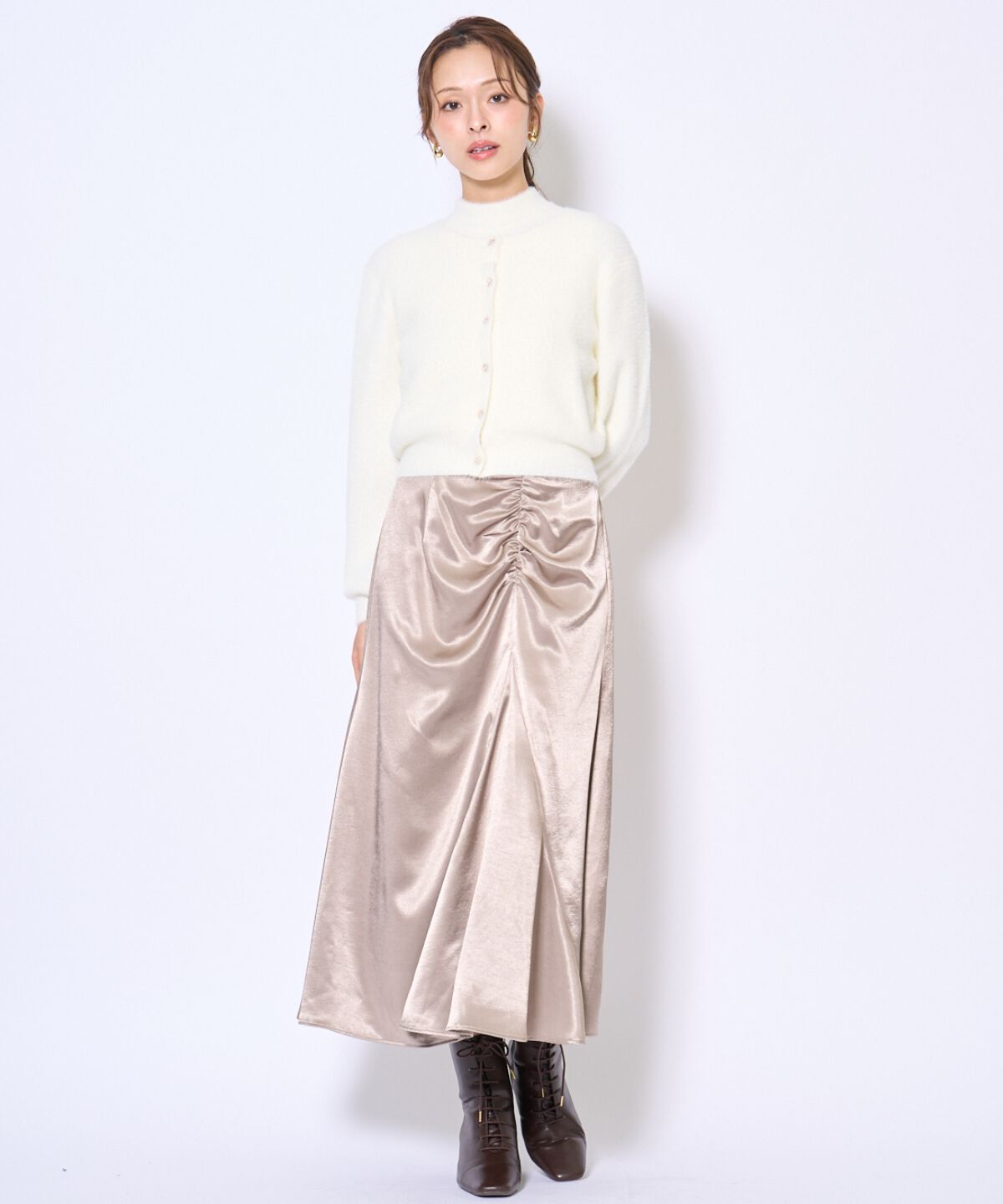 アンドクチュール「ラメフェザーニットアンサンブル」|カーディガン|