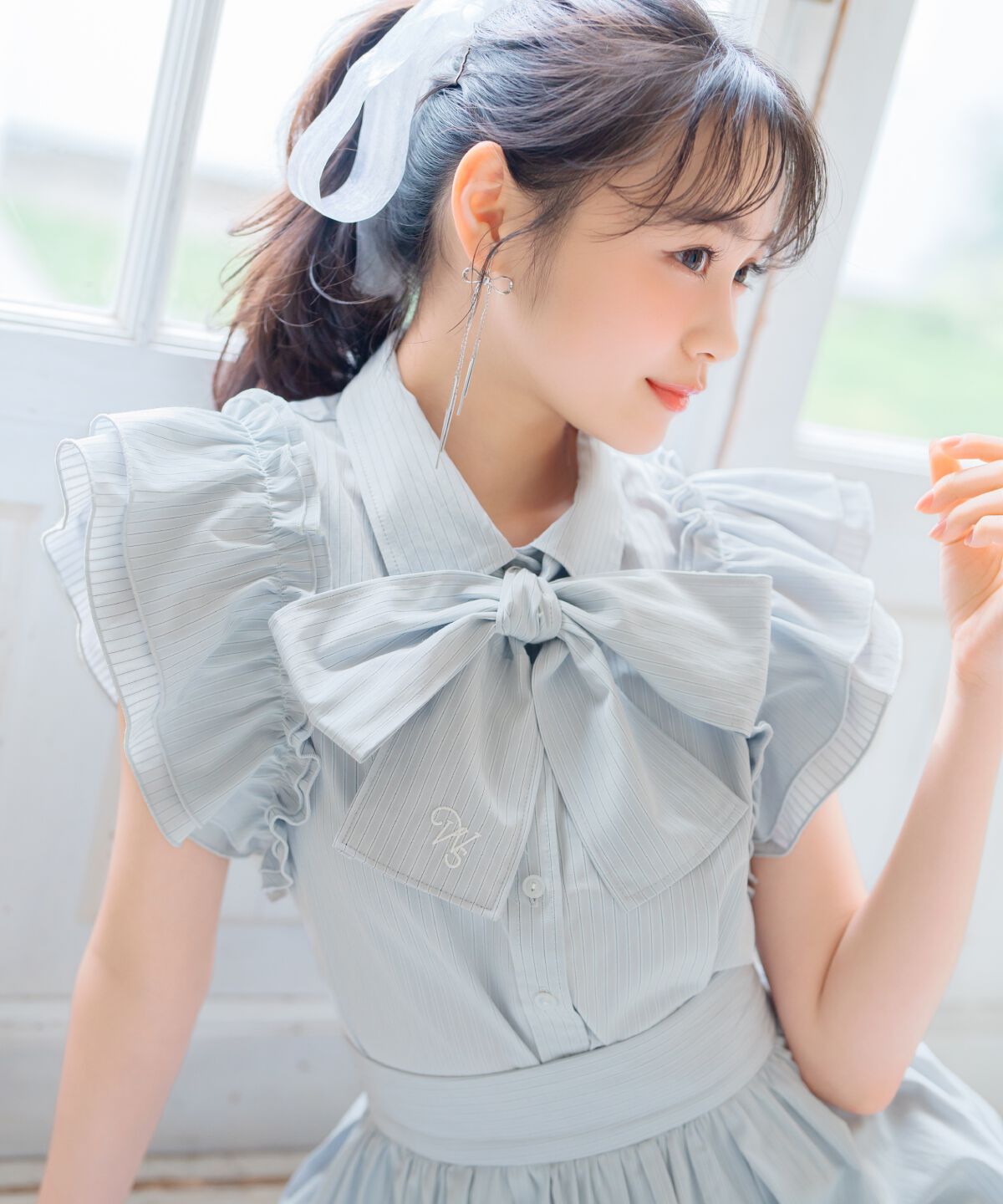 WILLSELECTION「刺繍入りボウタイストライプブラウス」|シャツ・ブラウス|