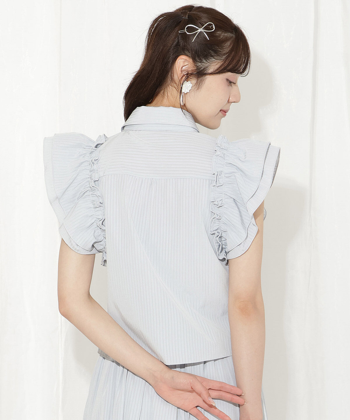 WILLSELECTION「刺繍入りボウタイストライプブラウス」|シャツ・ブラウス|