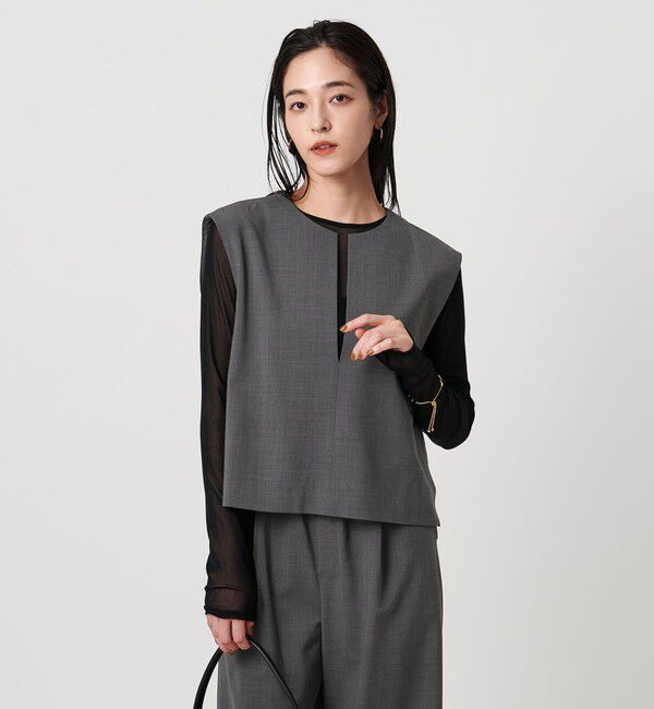 UNITED ARROWS「スリット ノーカラー ベスト ‐ウォッシャブル‐」|ベスト・ジレ|