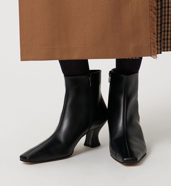 UNITED ARROWS「レザー ショートブーツ」|ショートブーツ|BLACK