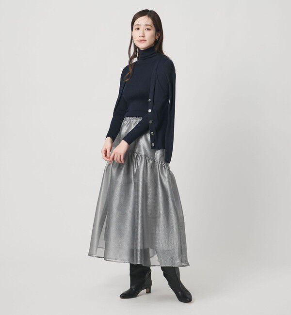 UNITED ARROWS「スケルトン シャイン ジャガード スカート ‐ウォッシャブル‐」|フレア|