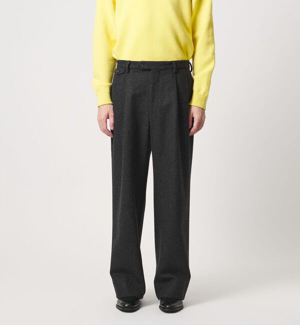 UNITED ARROWS「＜District＞ウール ナイロン メルトン 2プリーツ ワイドパンツ」|チノ|