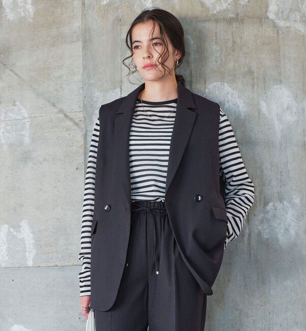 UNITED ARROWS green label relaxing「ツイードライク ジレ マシンウォッシャブル 帯電防止」|ベスト・ジレ|DK.GRAY