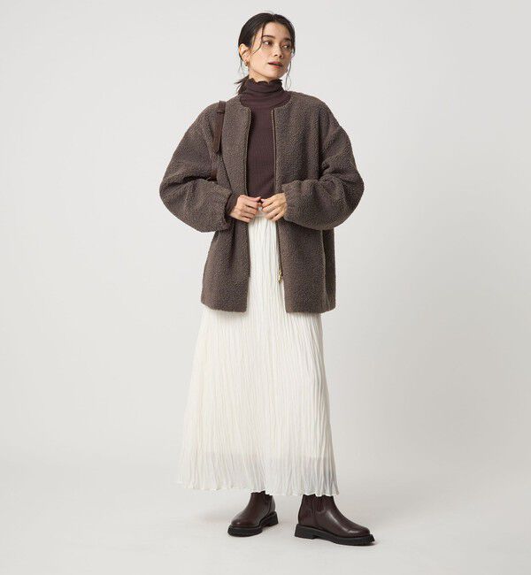 UNITED ARROWS green label relaxing「［size SHORTあり］ボア ノーカラー ブルゾン」|ブルゾン・スタジャン|