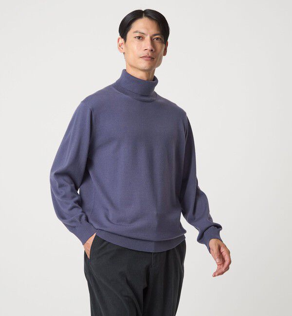 UNITED ARROWS green label relaxing「Super 120&rsquo;s ハイゲージ タートルネック ニット」|ニット・セーター|PURPLE